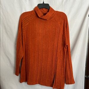 Rust Ribbed Turtleneck Sweater
